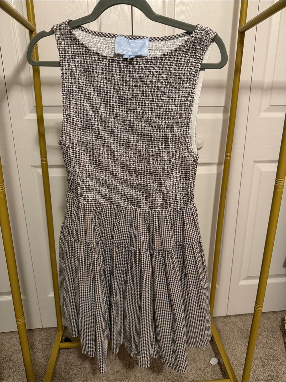 Hill House Brown and White Gingham Sleeveless Dress